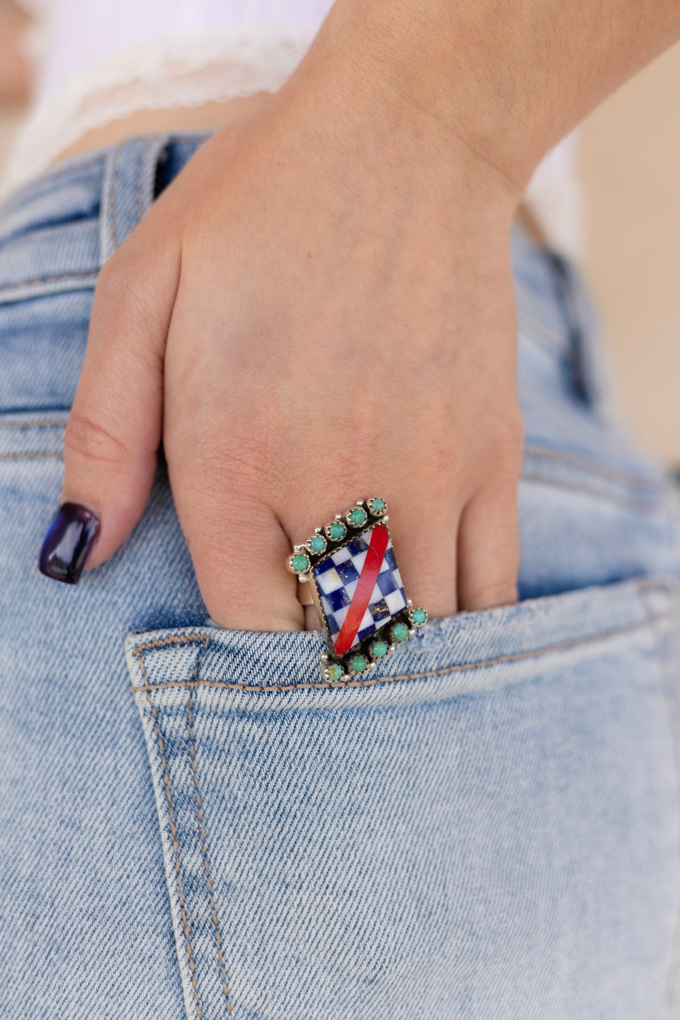 Frontier Flare Multi Stone Ring-Rings-Krush Kandy, Women's Online Fashion Boutique Located in Phoenix, Arizona (Scottsdale Area)