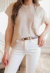 Mandy Pocketed Round Neck Cap Sleeve Sweater-Tops-Krush Kandy, Women's Online Fashion Boutique Located in Phoenix, Arizona (Scottsdale Area)