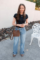 Farrah Suede Bucket Bag w/ Top Handle & Inner Bag-handbag-Krush Kandy, Women's Online Fashion Boutique Located in Phoenix, Arizona (Scottsdale Area)