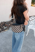 Leather Checkered Knit Patchwork Wallet Attached Shoulder Bag-Purses & Bags-Krush Kandy, Women's Online Fashion Boutique Located in Phoenix, Arizona (Scottsdale Area)
