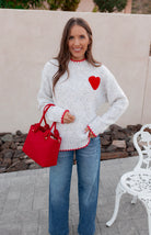 Contrast Valentine Heart Knit Sweater-Sweater-Krush Kandy, Women's Online Fashion Boutique Located in Phoenix, Arizona (Scottsdale Area)