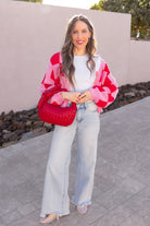 Cupid's Valentine Red & Pink Checker Cardigan-Cardigan-Krush Kandy, Women's Online Fashion Boutique Located in Phoenix, Arizona (Scottsdale Area)
