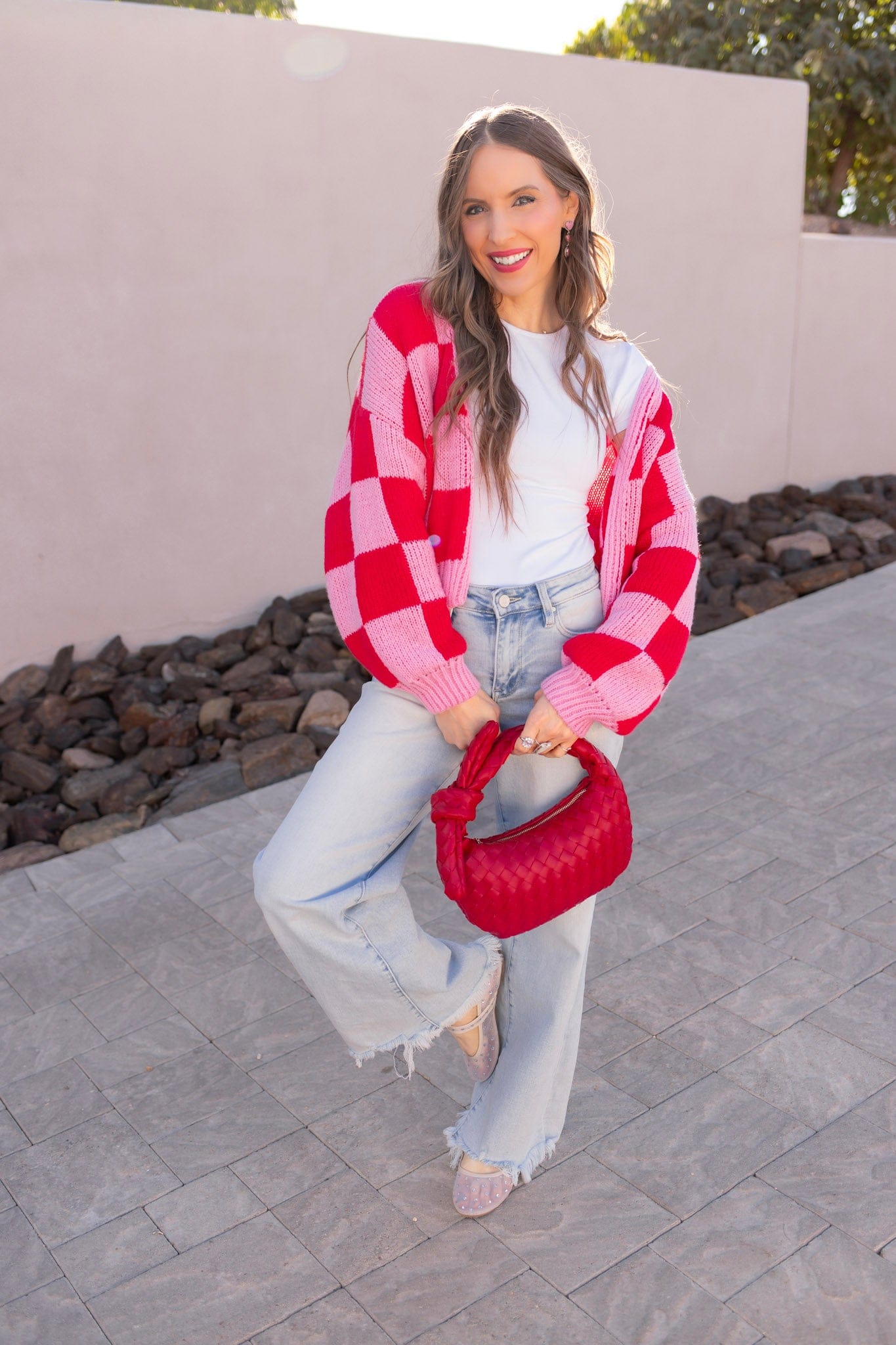 Cupid's Valentine Red & Pink Checker Cardigan-Cardigan-Krush Kandy, Women's Online Fashion Boutique Located in Phoenix, Arizona (Scottsdale Area)