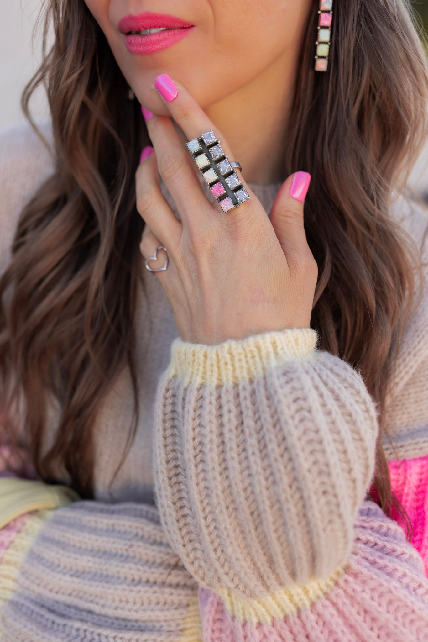 Multi Opal & Crystal Bar Set MADE TO ORDER-Chain Necklaces-Krush Kandy, Women's Online Fashion Boutique Located in Phoenix, Arizona (Scottsdale Area)