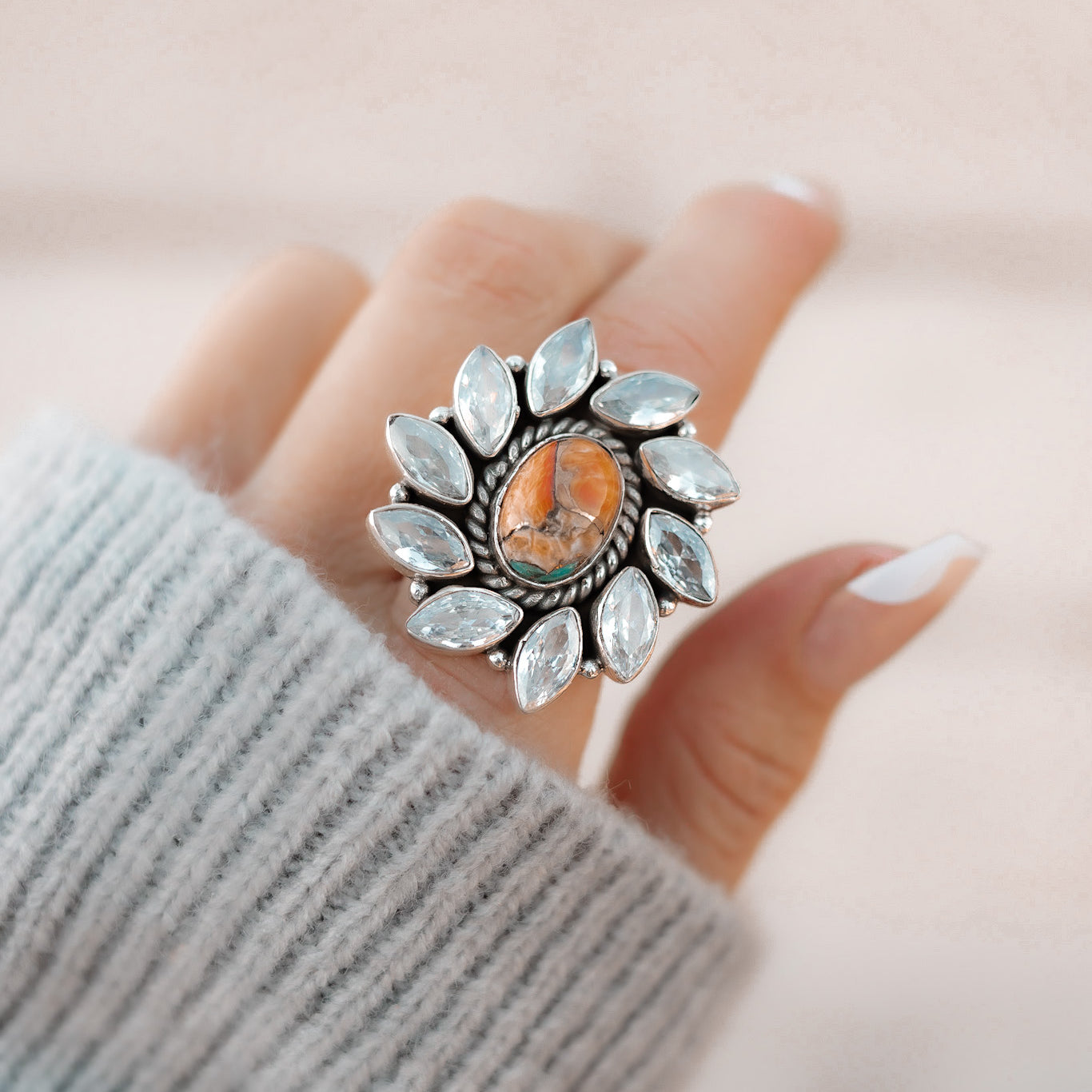 A Drift Away Krystal Stone Sterling Silver Rings-Rings-Krush Kandy, Women's Online Fashion Boutique Located in Phoenix, Arizona (Scottsdale Area)