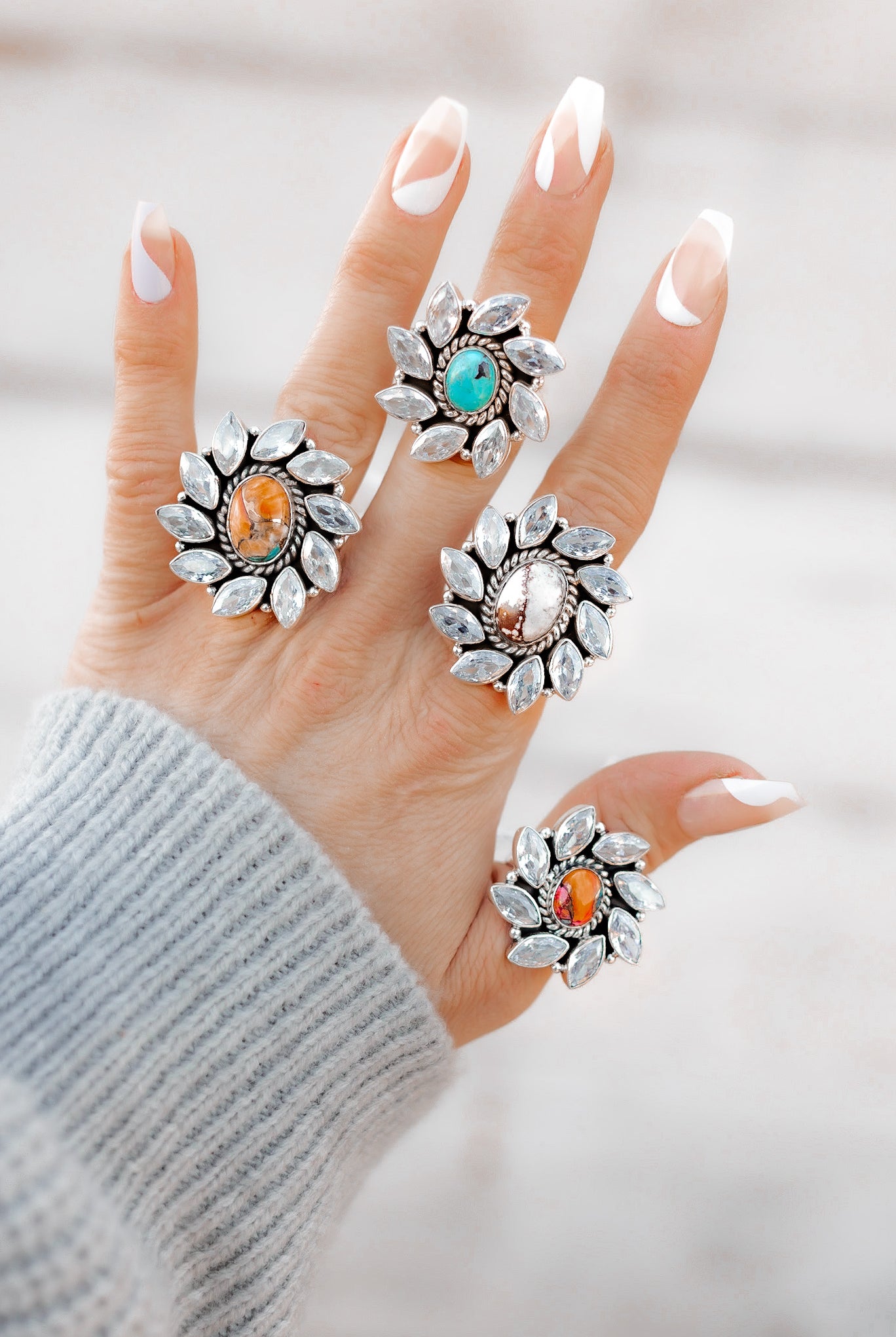 A Drift Away Krystal Stone Sterling Silver Rings-Rings-Krush Kandy, Women's Online Fashion Boutique Located in Phoenix, Arizona (Scottsdale Area)