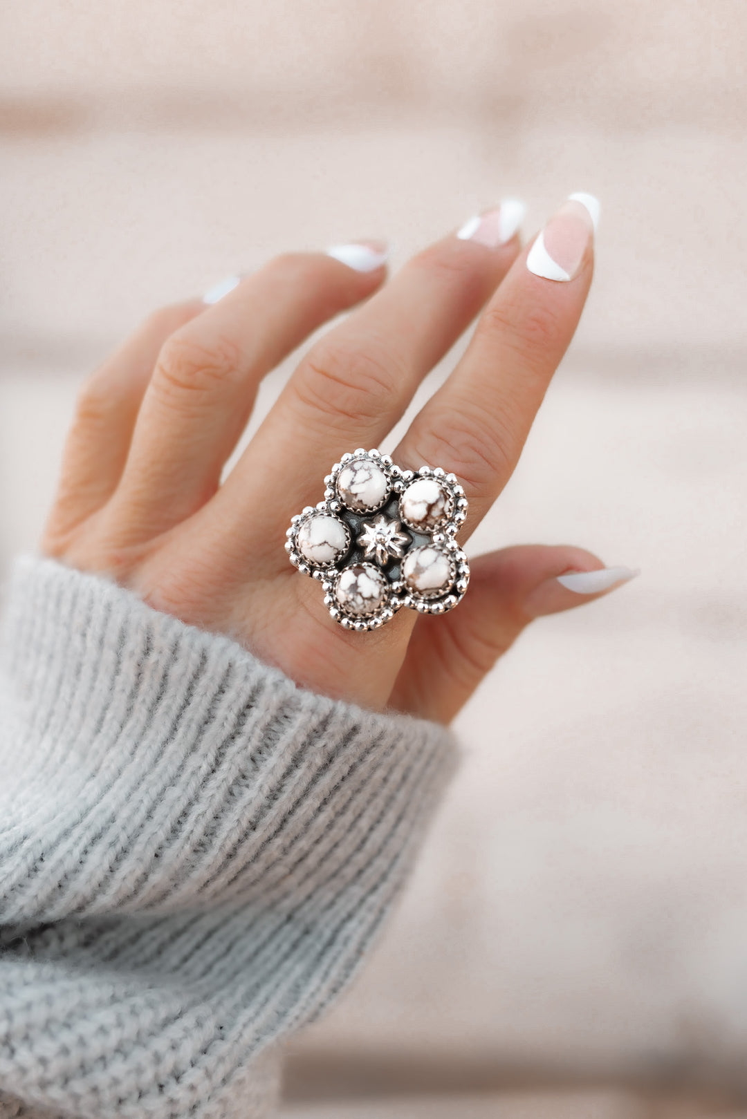 Krush Exclusive Flower Stone Sterling Silver Rings-Rings-Krush Kandy, Women's Online Fashion Boutique Located in Phoenix, Arizona (Scottsdale Area)
