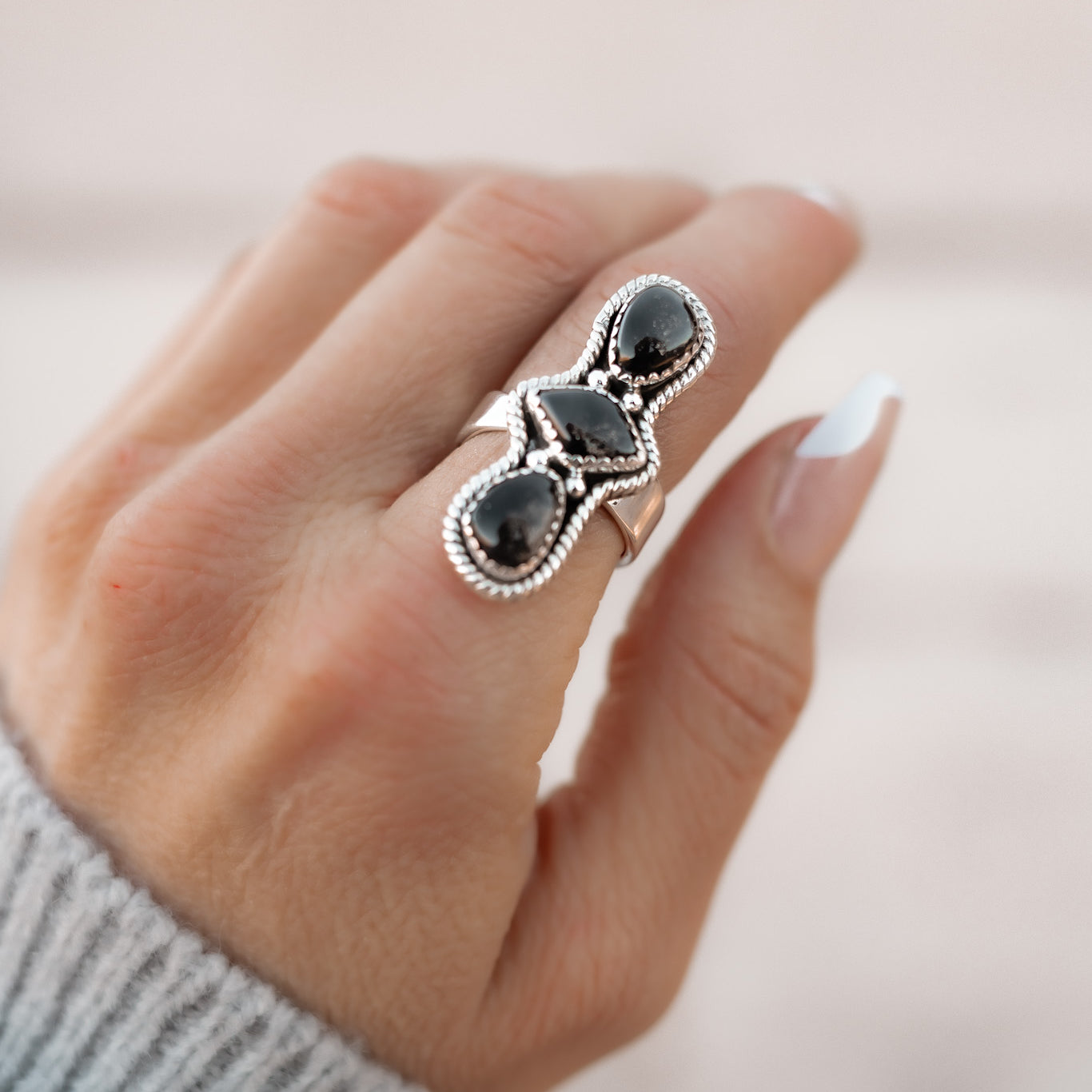 Beverly Three Stone Sterling Silver Crawler Ring | Krush Exclusive-Rings-Krush Kandy, Women's Online Fashion Boutique Located in Phoenix, Arizona (Scottsdale Area)
