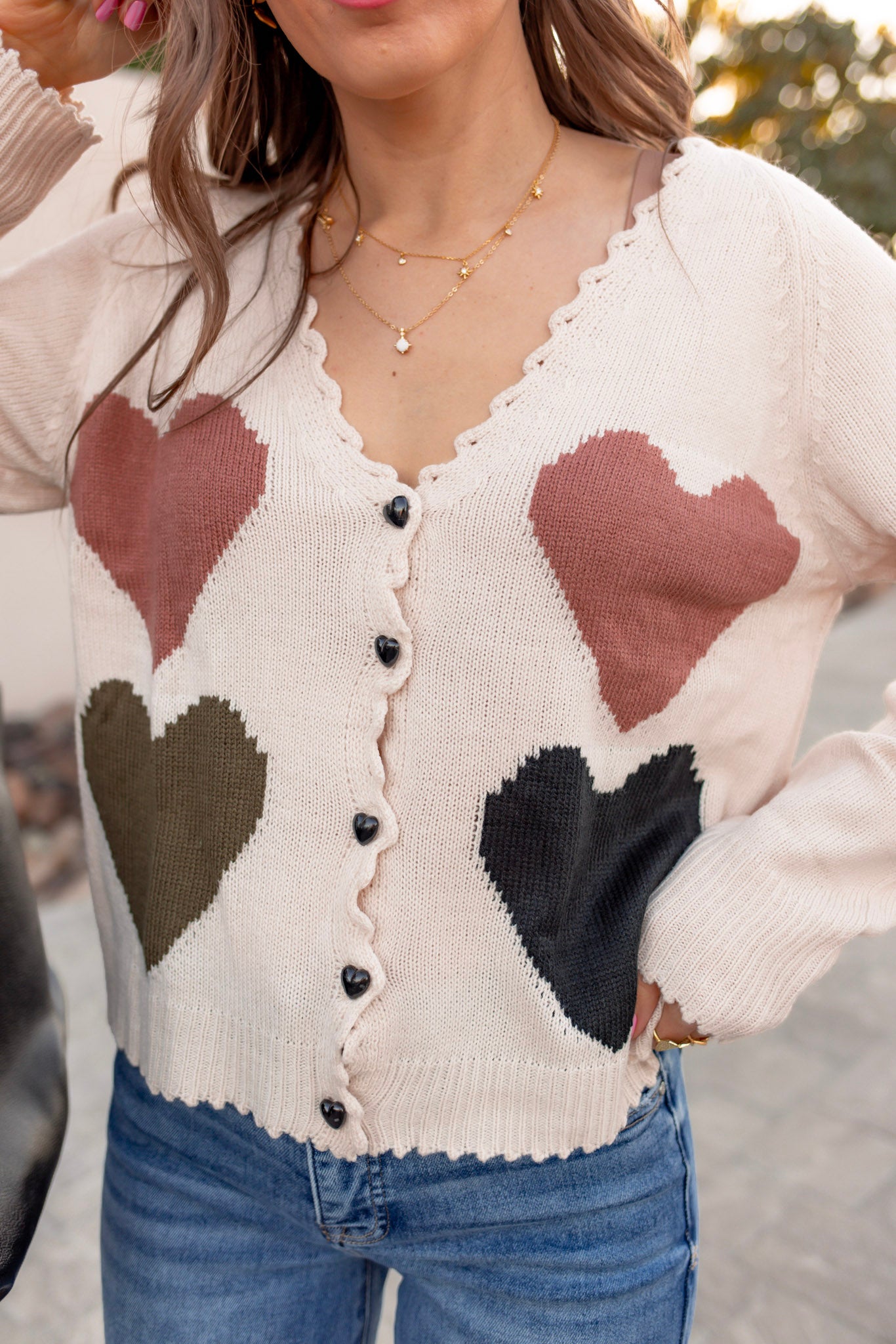 Hearts For You Button Cardigan-Cardigan-Krush Kandy, Women's Online Fashion Boutique Located in Phoenix, Arizona (Scottsdale Area)