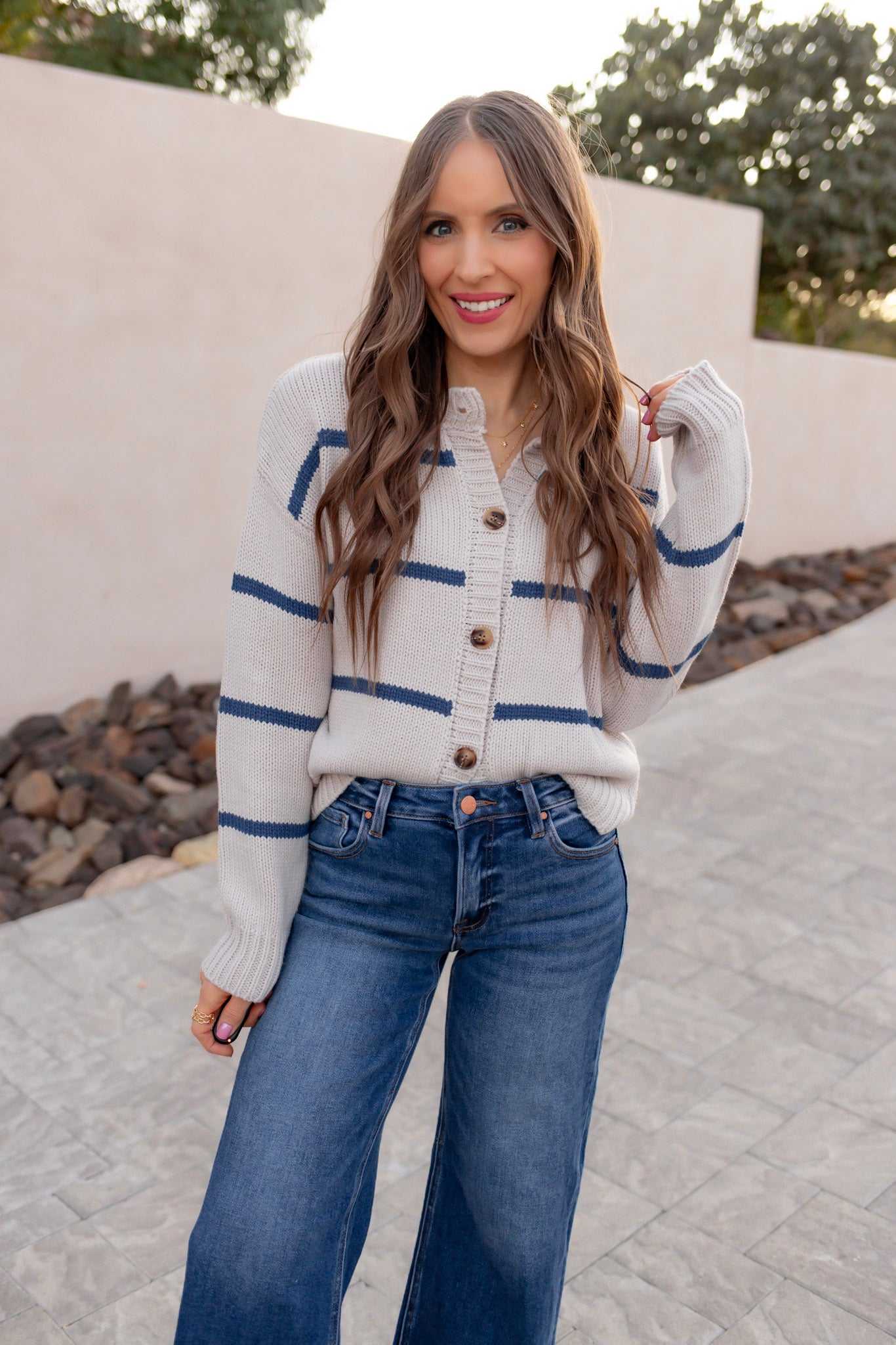 Cloudy Skies Relaxed Stripe Cardigan-Cardigan-Krush Kandy, Women's Online Fashion Boutique Located in Phoenix, Arizona (Scottsdale Area)