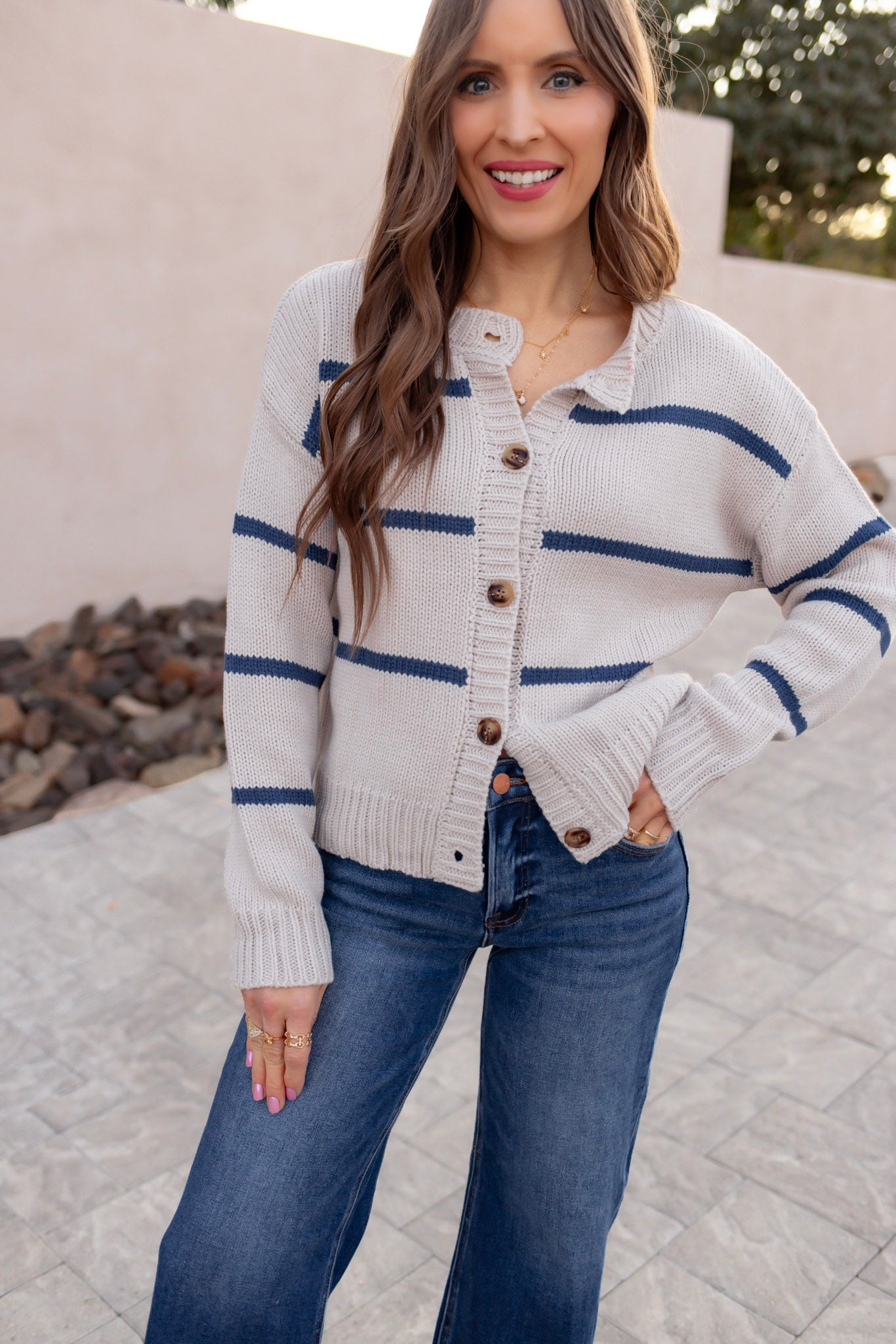 Cloudy Skies Relaxed Stripe Cardigan-Cardigan-Krush Kandy, Women's Online Fashion Boutique Located in Phoenix, Arizona (Scottsdale Area)