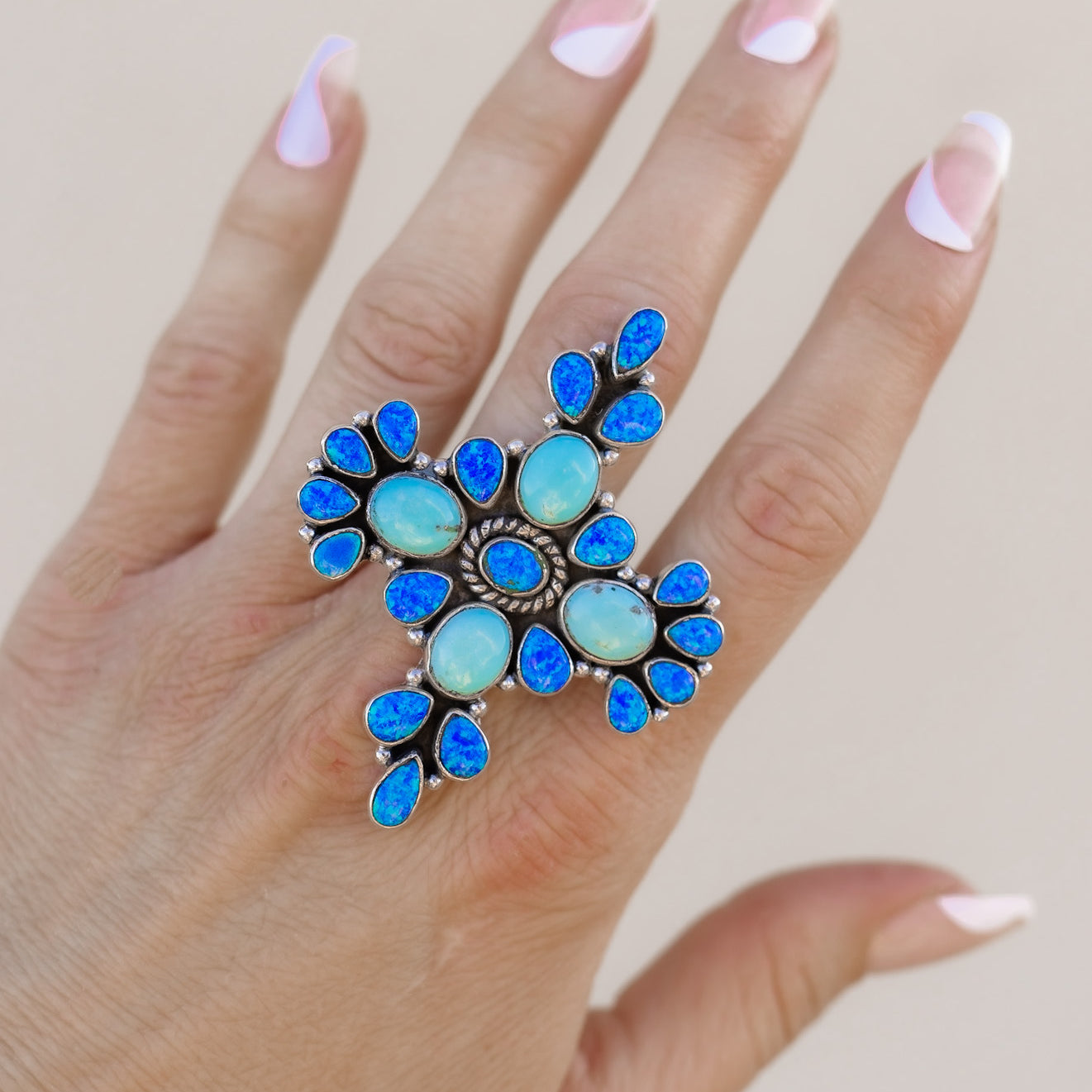 Amaras Daydreamer True Blue Opal & Turquoise Sterling Silver Ring-Rings-Krush Kandy, Women's Online Fashion Boutique Located in Phoenix, Arizona (Scottsdale Area)