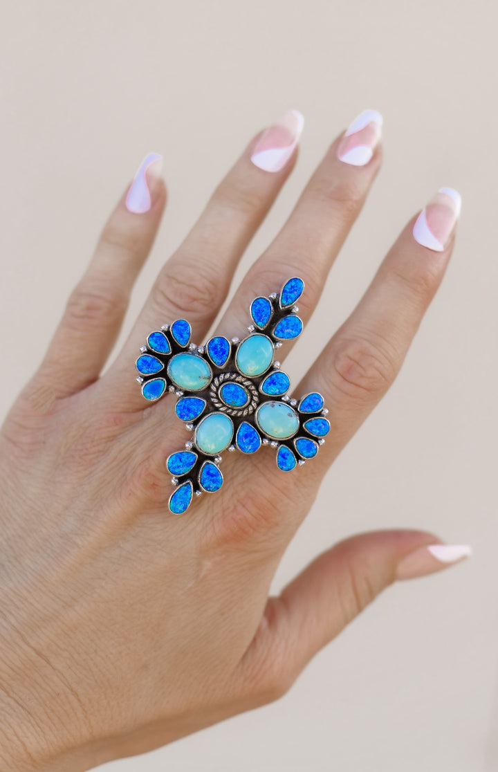 Amaras Daydreamer True Blue Opal & Turquoise Sterling Silver Ring-Rings-Krush Kandy, Women's Online Fashion Boutique Located in Phoenix, Arizona (Scottsdale Area)