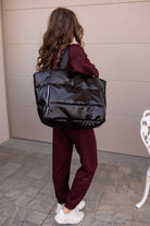 Noir Metallic Puffer Tote-Purses & Bags-Krush Kandy, Women's Online Fashion Boutique Located in Phoenix, Arizona (Scottsdale Area)