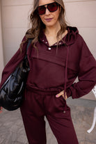 Busy Bee Button Drawstring Cropped Hoodie Jogger 2pcs Set-2 Piece Outfit Sets-Krush Kandy, Women's Online Fashion Boutique Located in Phoenix, Arizona (Scottsdale Area)