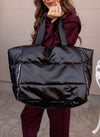 Noir Metallic Puffer Tote-Purses & Bags-Krush Kandy, Women's Online Fashion Boutique Located in Phoenix, Arizona (Scottsdale Area)