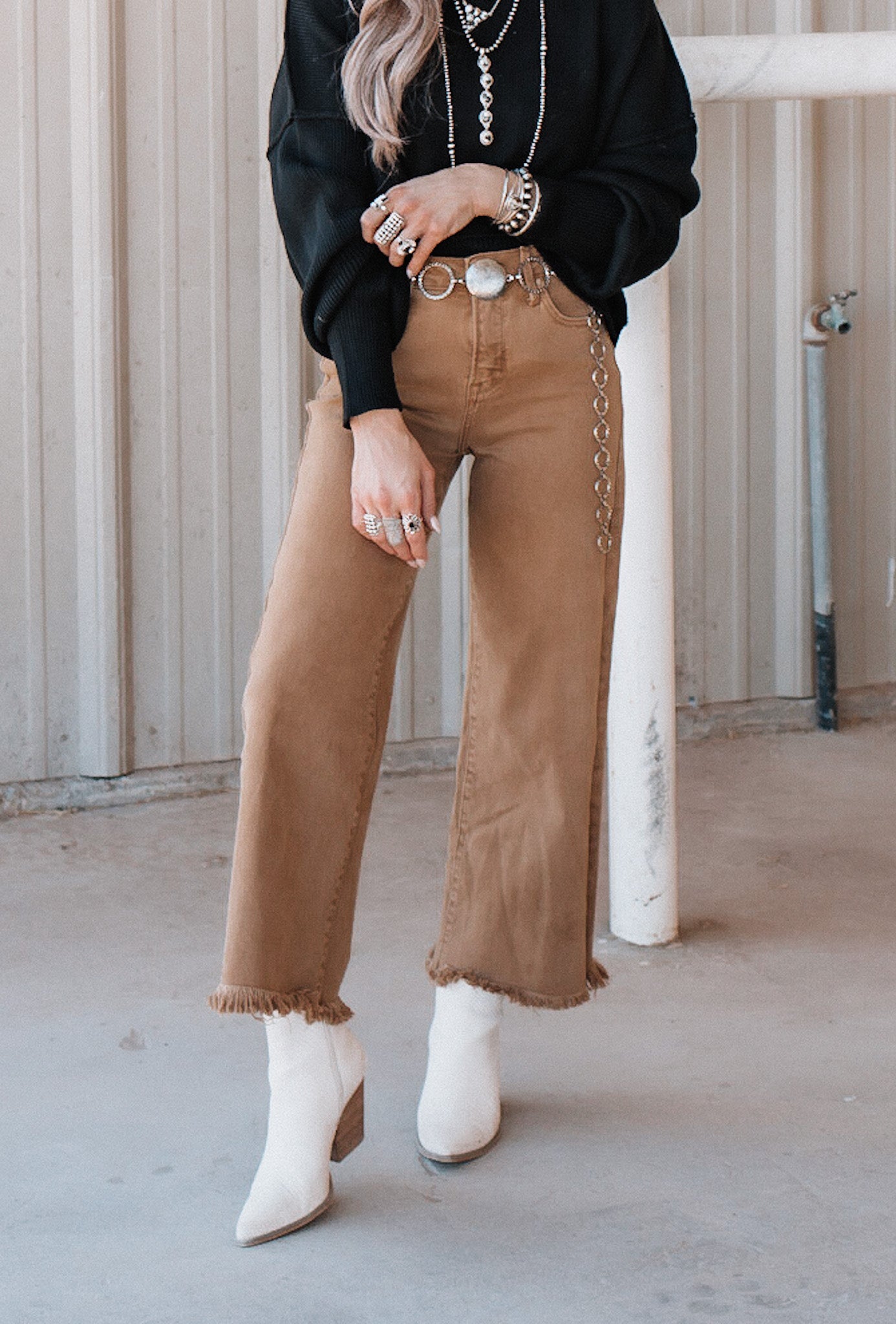 RISEN Denim High Rise Tummy Control Wide Leg Pant-Pants-Krush Kandy, Women's Online Fashion Boutique Located in Phoenix, Arizona (Scottsdale Area)