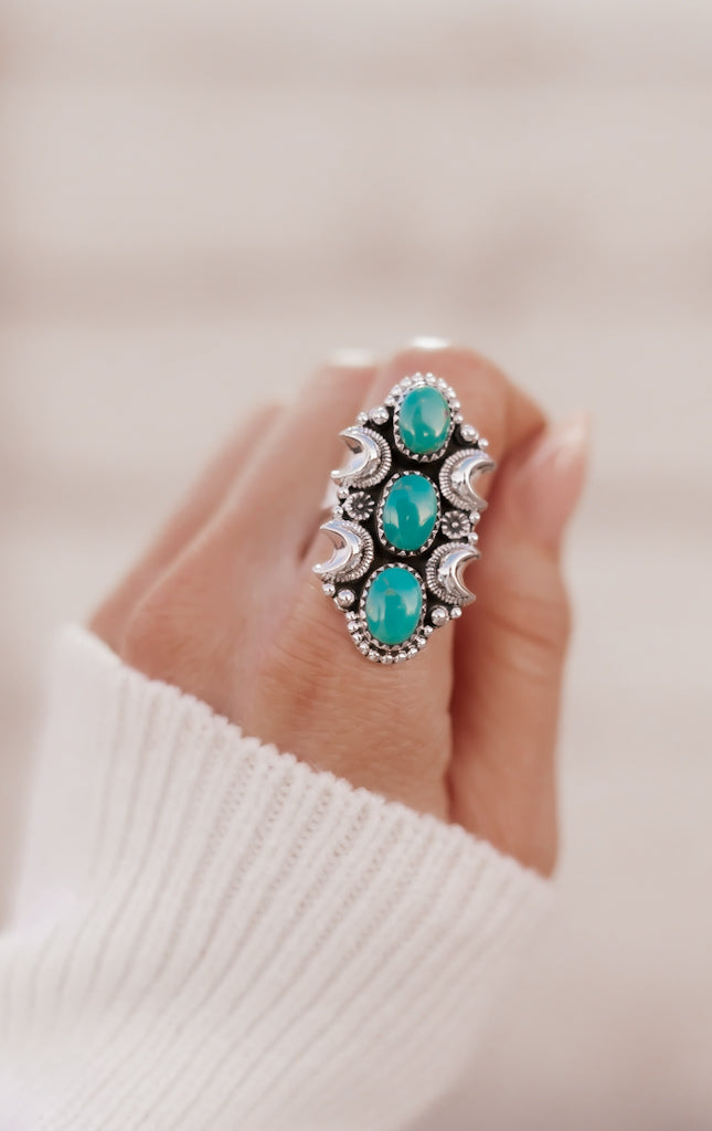La Luna Turquoise Stone Ring | Krush Exclusive-Rings-Krush Kandy, Women's Online Fashion Boutique Located in Phoenix, Arizona (Scottsdale Area)