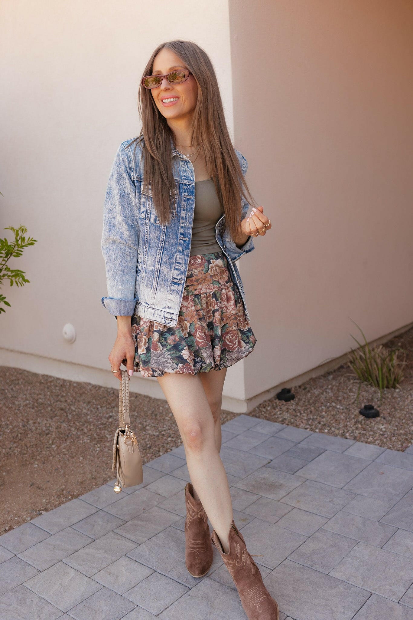 Vintage Floral Print Puff Skirt-Skirts-Krush Kandy, Women's Online Fashion Boutique Located in Phoenix, Arizona (Scottsdale Area)