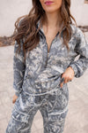 Washed Camo Quarter Zip Sweatshirt