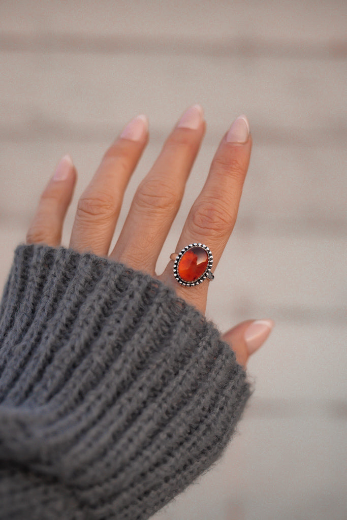 Mini Amber Sterling Silver Stone Ring | Krush Exclusive-Rings-Krush Kandy, Women's Online Fashion Boutique Located in Phoenix, Arizona (Scottsdale Area)