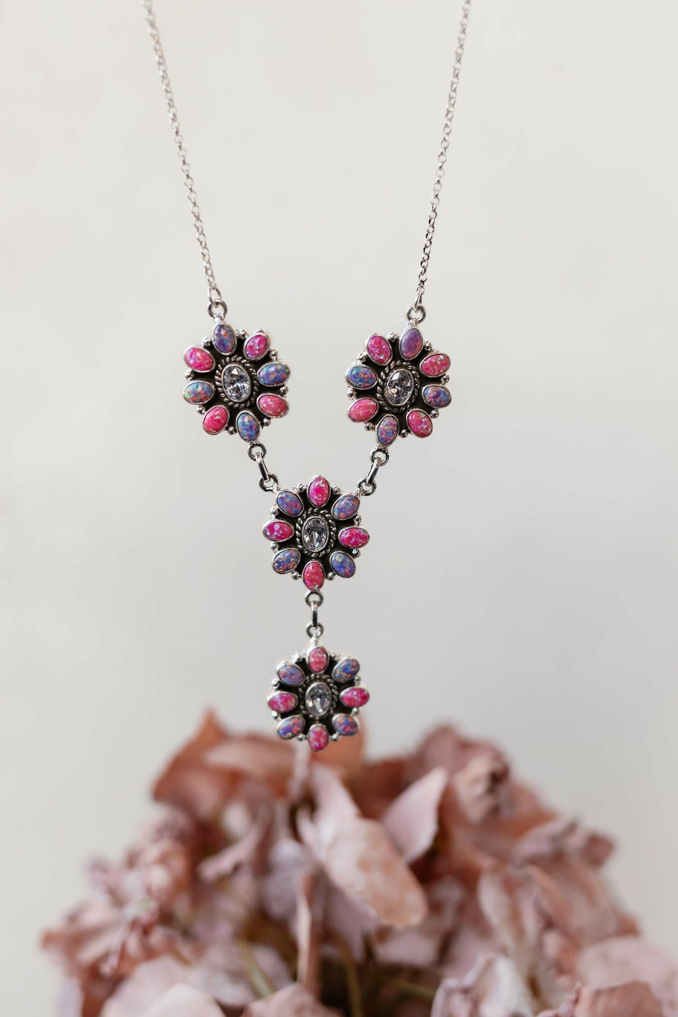 Lariat Blossom Stone Necklace-Lariat and Y Necklaces-Krush Kandy, Women's Online Fashion Boutique Located in Phoenix, Arizona (Scottsdale Area)