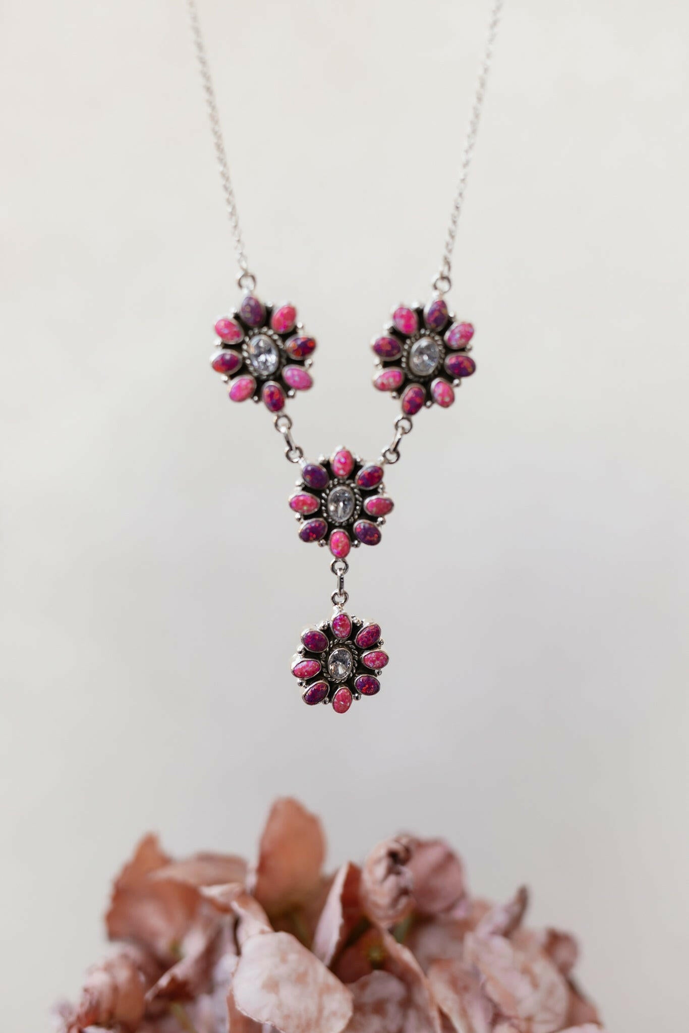 Lariat Blossom Stone Necklace-Lariat and Y Necklaces-Krush Kandy, Women's Online Fashion Boutique Located in Phoenix, Arizona (Scottsdale Area)