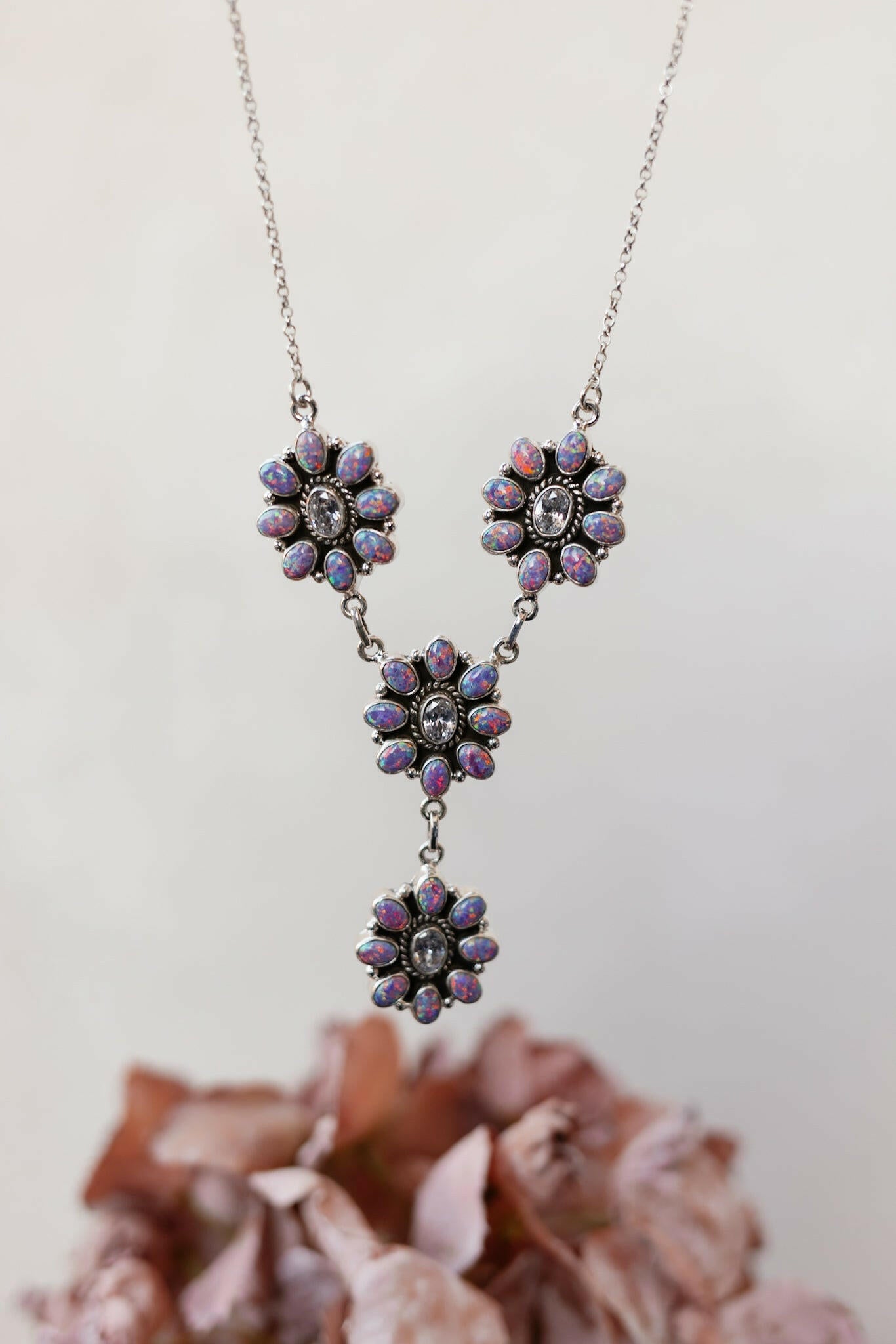 Lariat Blossom Stone Necklace-Lariat and Y Necklaces-Krush Kandy, Women's Online Fashion Boutique Located in Phoenix, Arizona (Scottsdale Area)