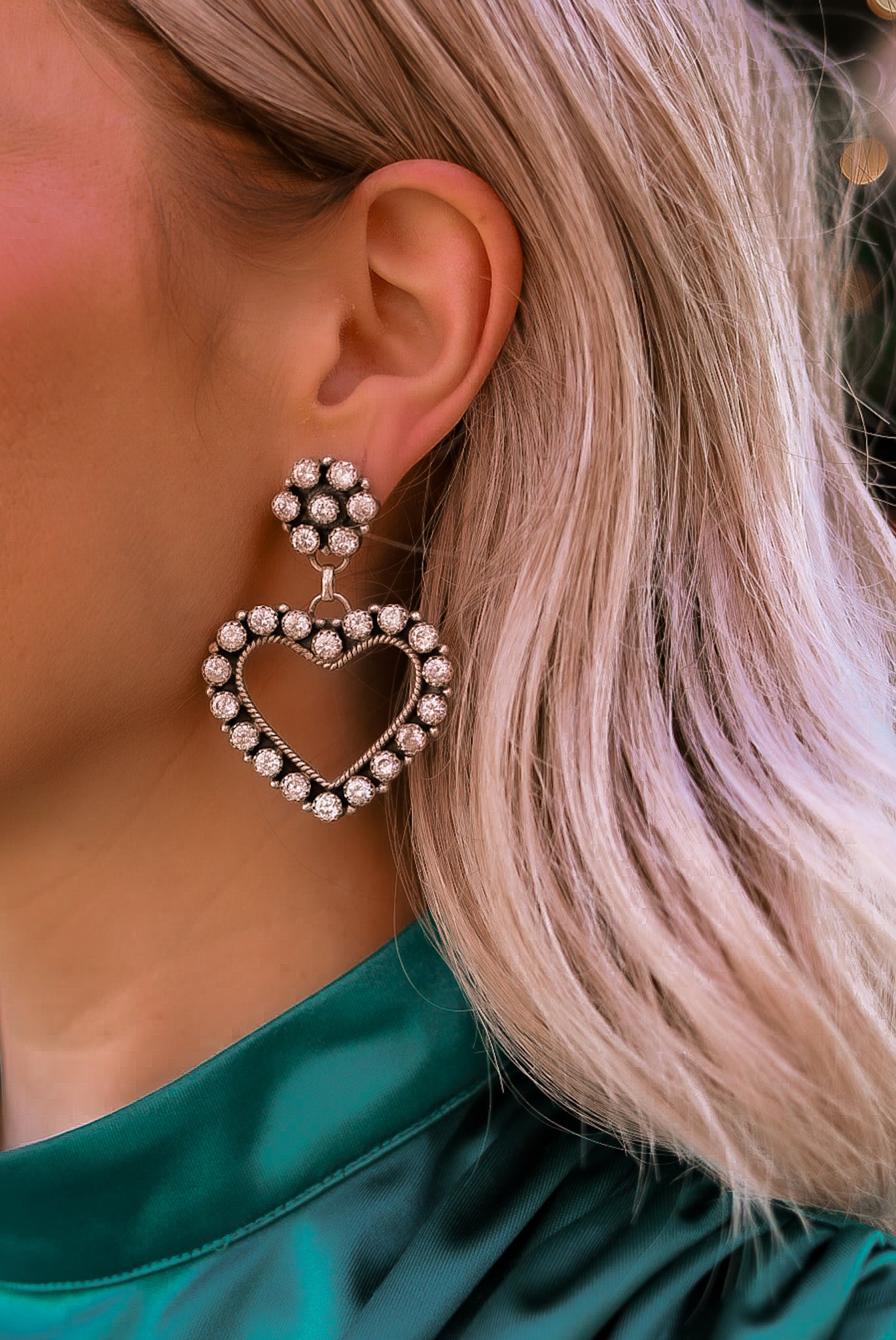 Love Me Stone Heart Earrings-Hoop Earrings-Krush Kandy, Women's Online Fashion Boutique Located in Phoenix, Arizona (Scottsdale Area)