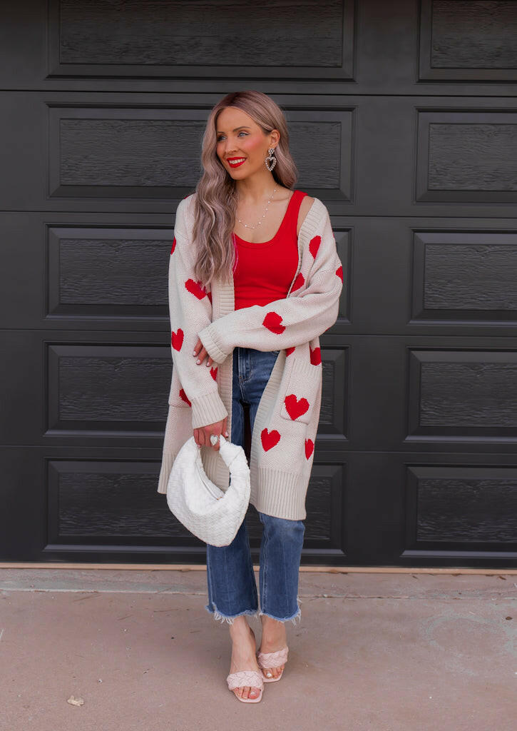 Love Me Or Not Heart Print Cardigan | S-XL-Sweaters-Krush Kandy, Women's Online Fashion Boutique Located in Phoenix, Arizona (Scottsdale Area)