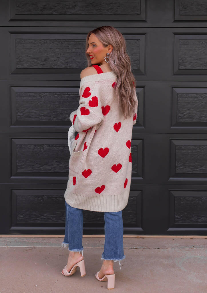 Love Me Or Not Heart Print Cardigan | S-XL-Sweaters-Krush Kandy, Women's Online Fashion Boutique Located in Phoenix, Arizona (Scottsdale Area)