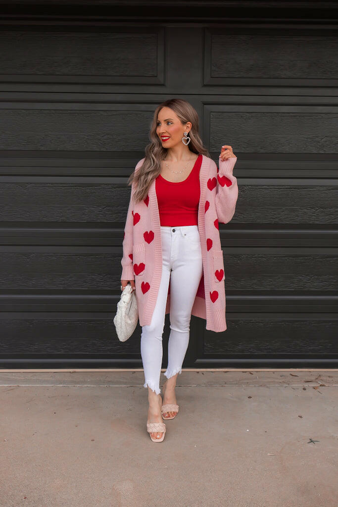 Love Me Or Not Heart Print Cardigan | S-XL-Sweaters-Krush Kandy, Women's Online Fashion Boutique Located in Phoenix, Arizona (Scottsdale Area)