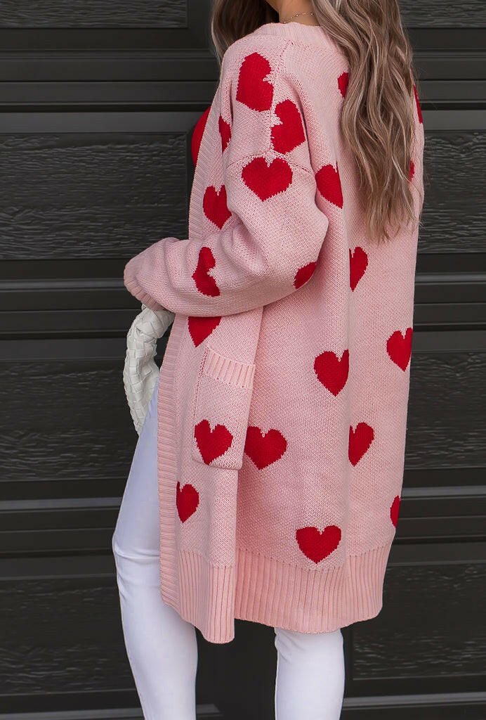 Love Me Or Not Heart Print Cardigan | S-XL-Sweaters-Krush Kandy, Women's Online Fashion Boutique Located in Phoenix, Arizona (Scottsdale Area)