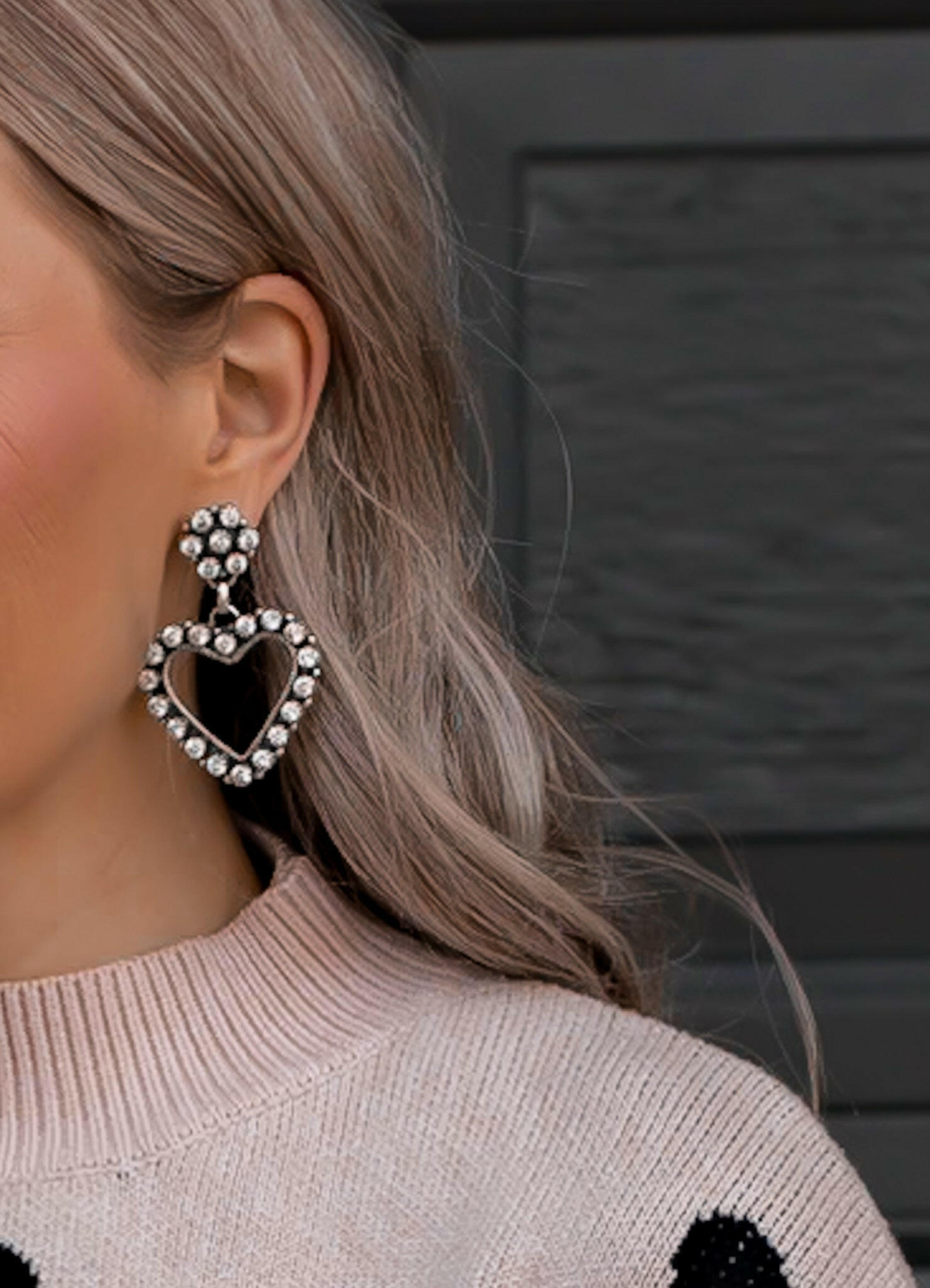 Love Me Stone Heart Earrings MADE TO ORDER-Hoop Earrings-Krush Kandy, Women's Online Fashion Boutique Located in Phoenix, Arizona (Scottsdale Area)