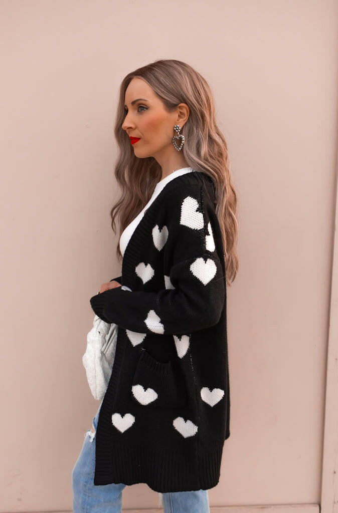 Love Me Or Not Heart Print Cardigan | S-XL-Sweaters-Krush Kandy, Women's Online Fashion Boutique Located in Phoenix, Arizona (Scottsdale Area)