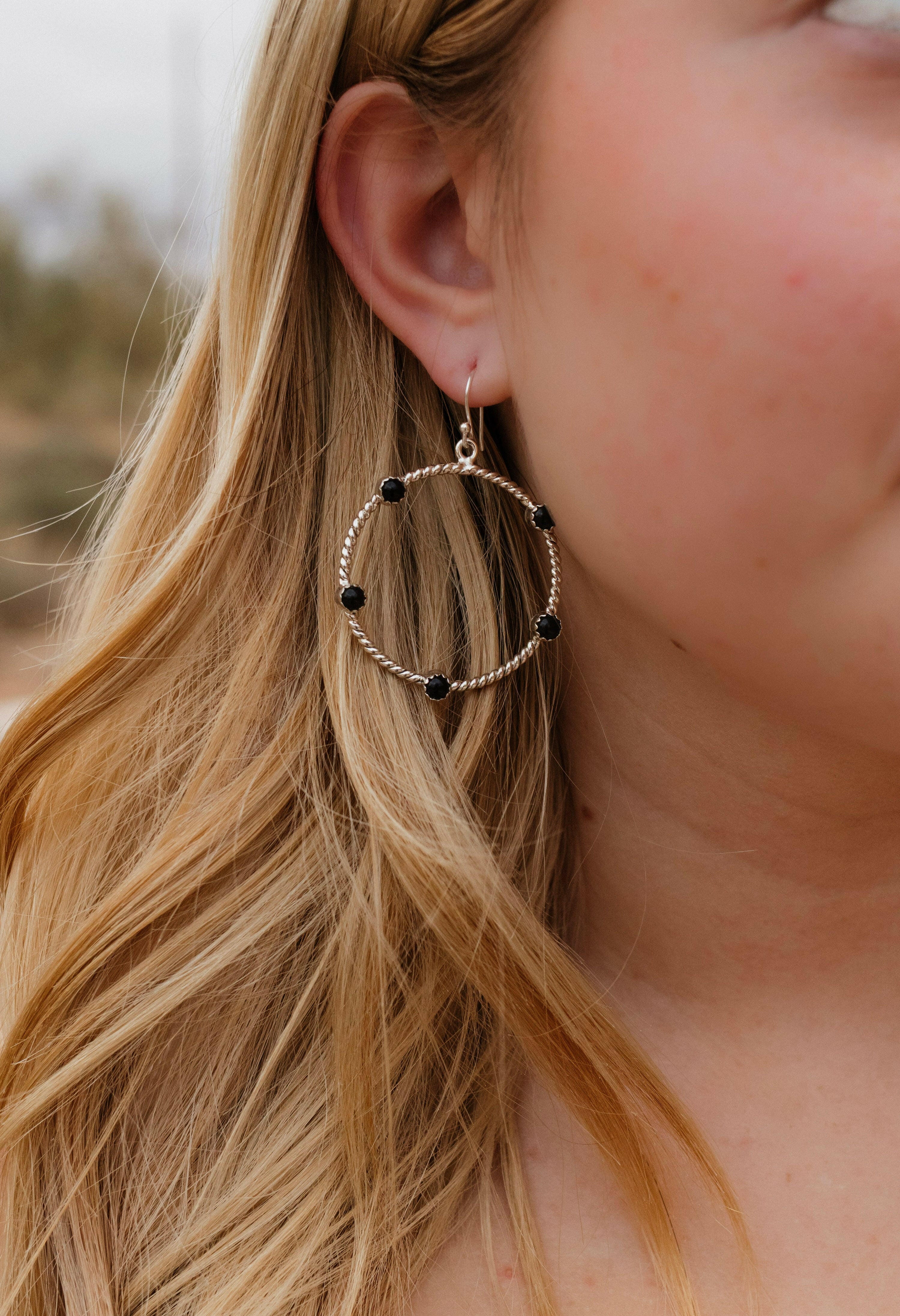 Twisted Rope Stone Hoop Earrings-Hoop Earrings-Krush Kandy, Women's Online Fashion Boutique Located in Phoenix, Arizona (Scottsdale Area)