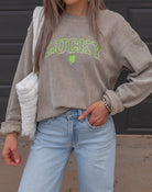 Lucky Embroidered Crew Neck Sweatshirt-Sweaters-Krush Kandy, Women's Online Fashion Boutique Located in Phoenix, Arizona (Scottsdale Area)