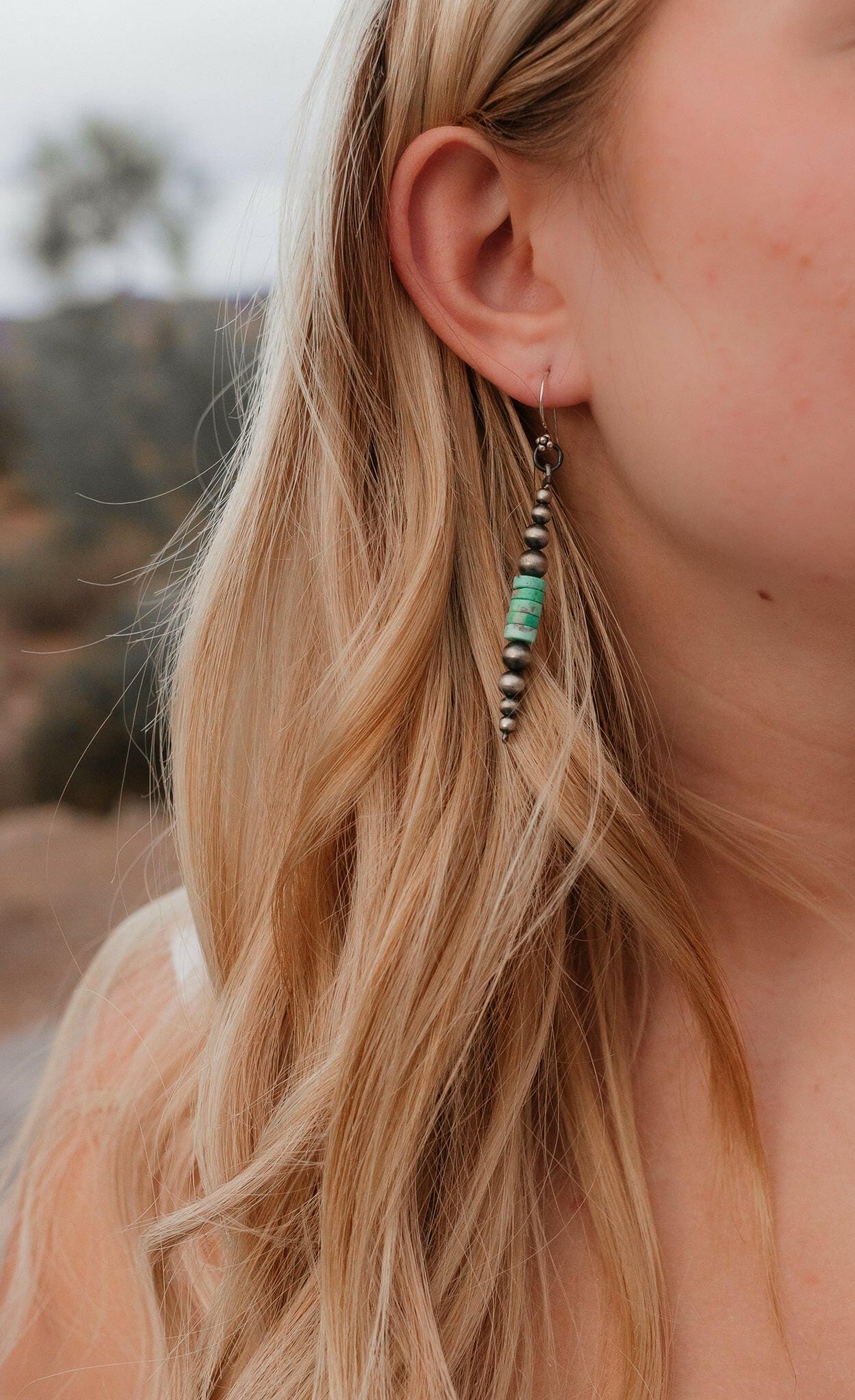 Desert Pearl & Turquoise Slab Earrings-Stud Earrings-Krush Kandy, Women's Online Fashion Boutique Located in Phoenix, Arizona (Scottsdale Area)