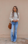 Sunflower Lace Mesh Sleeve Waffle Knit Top | S-XL-Long Sleeve Tops-Krush Kandy, Women's Online Fashion Boutique Located in Phoenix, Arizona (Scottsdale Area)