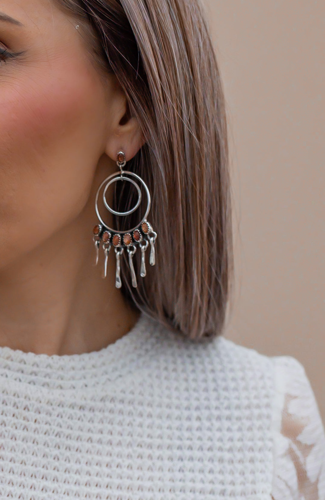 Sterling Silver Mixed Stone Fringe Earrings | PREORDER NOW OPEN-Earrings-Krush Kandy, Women's Online Fashion Boutique Located in Phoenix, Arizona (Scottsdale Area)