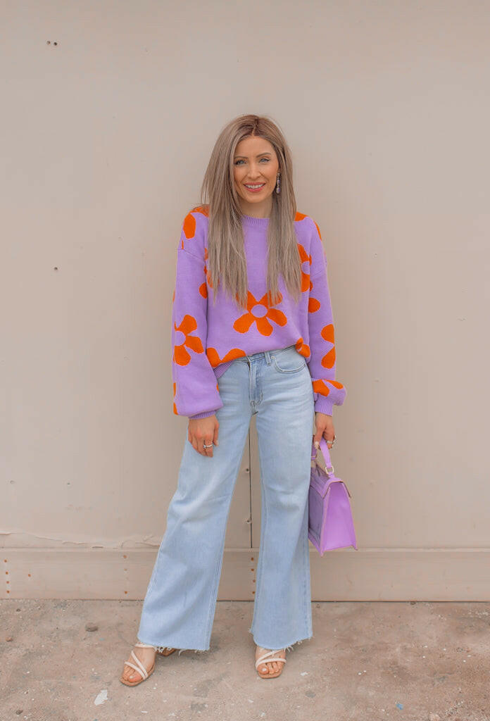 Madeline Blooming Daisy Sweater | S-XL-Sweaters-Krush Kandy, Women's Online Fashion Boutique Located in Phoenix, Arizona (Scottsdale Area)