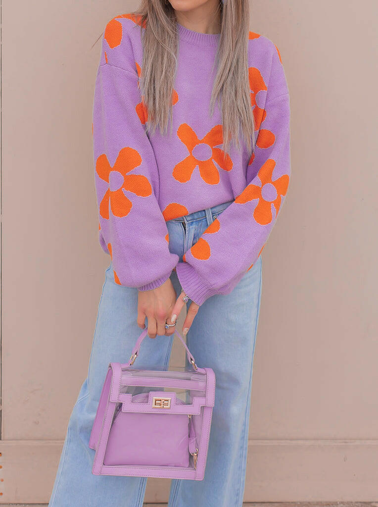 Madeline Blooming Daisy Sweater | S-XL-Sweaters-Krush Kandy, Women's Online Fashion Boutique Located in Phoenix, Arizona (Scottsdale Area)