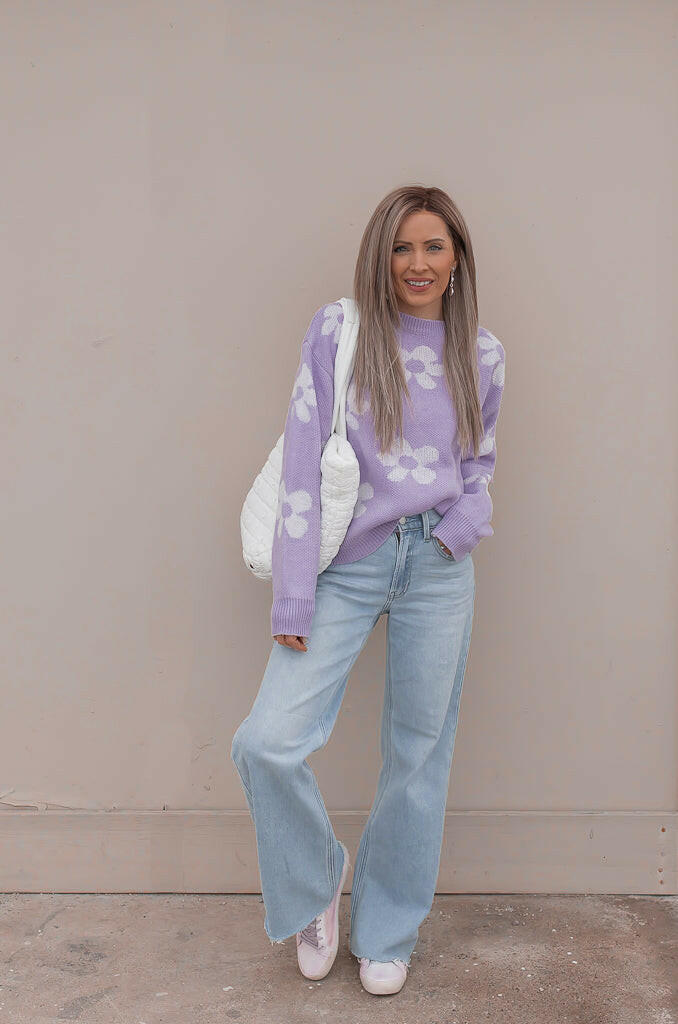 Georgia Daisy Spring Sweater | S-XL-Sweaters-Krush Kandy, Women's Online Fashion Boutique Located in Phoenix, Arizona (Scottsdale Area)