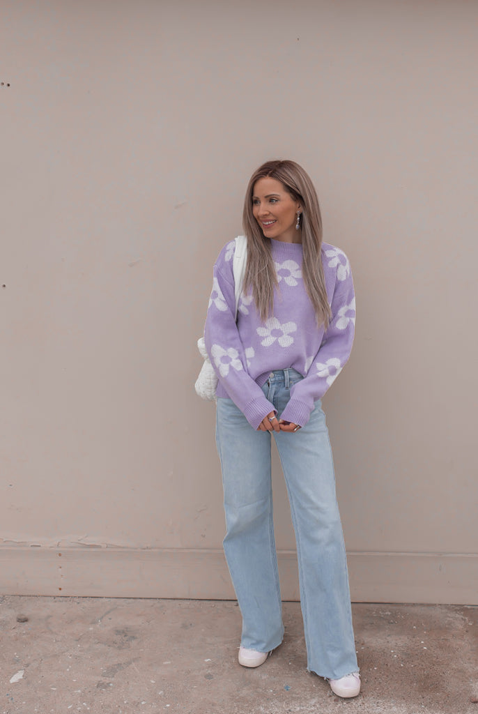 Georgia Daisy Spring Sweater | S-XL-Sweaters-Krush Kandy, Women's Online Fashion Boutique Located in Phoenix, Arizona (Scottsdale Area)