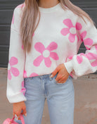 Madeline Blooming Daisy Sweater | S-XL-Sweaters-Krush Kandy, Women's Online Fashion Boutique Located in Phoenix, Arizona (Scottsdale Area)