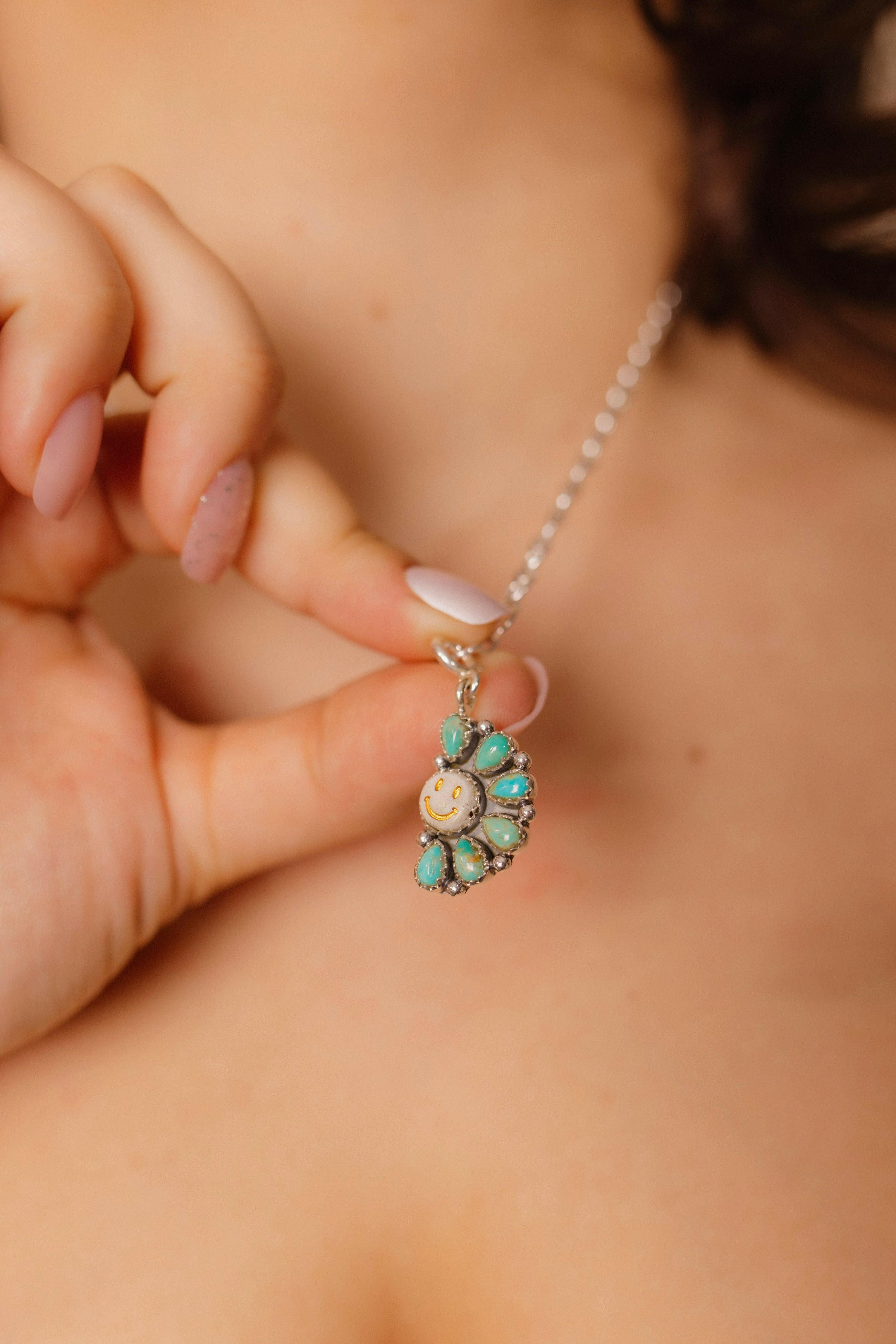 Turquoise Smiley Cluster Charms-Necklaces-Krush Kandy, Women's Online Fashion Boutique Located in Phoenix, Arizona (Scottsdale Area)