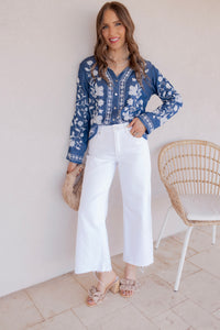 Kancan Brighter Days Wide Leg Crop Denim Jeans