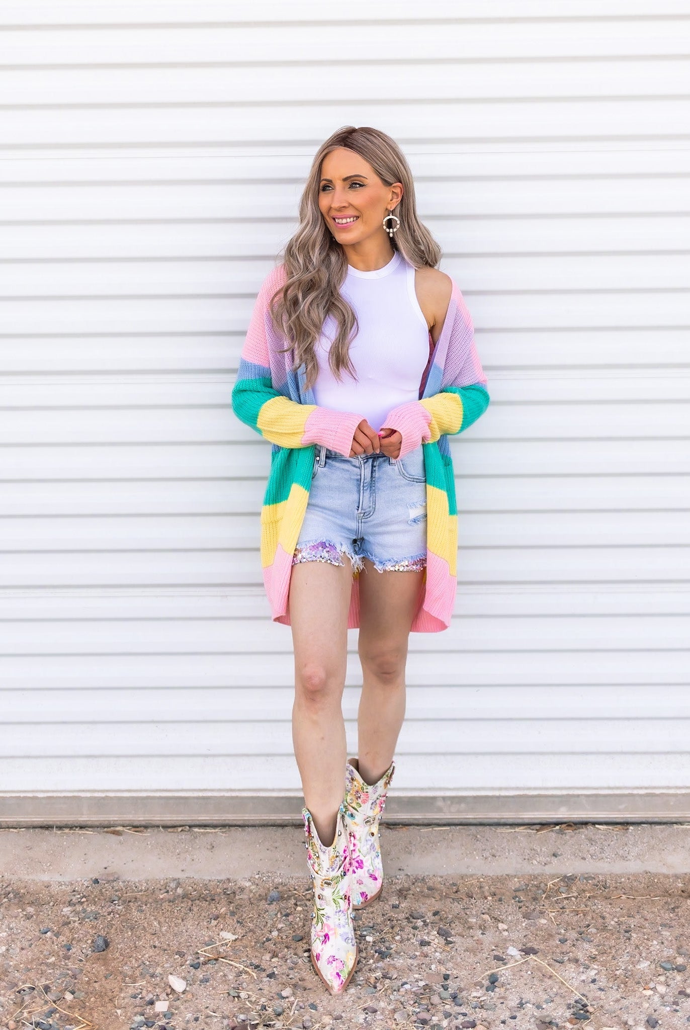 Cotton Candy Striped Color Block Cardigan-Cardigans-Krush Kandy, Women's Online Fashion Boutique Located in Phoenix, Arizona (Scottsdale Area)