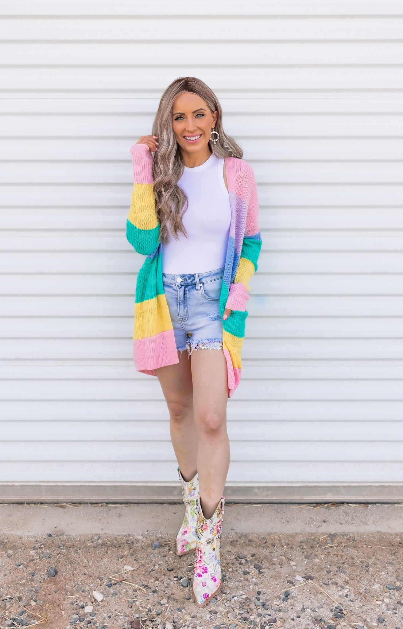Spring Striped Color Block Cardigan-Cardigans-Krush Kandy, Women's Online Fashion Boutique Located in Phoenix, Arizona (Scottsdale Area)