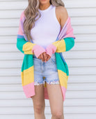 Spring Striped Color Block Cardigan-Cardigans-Krush Kandy, Women's Online Fashion Boutique Located in Phoenix, Arizona (Scottsdale Area)